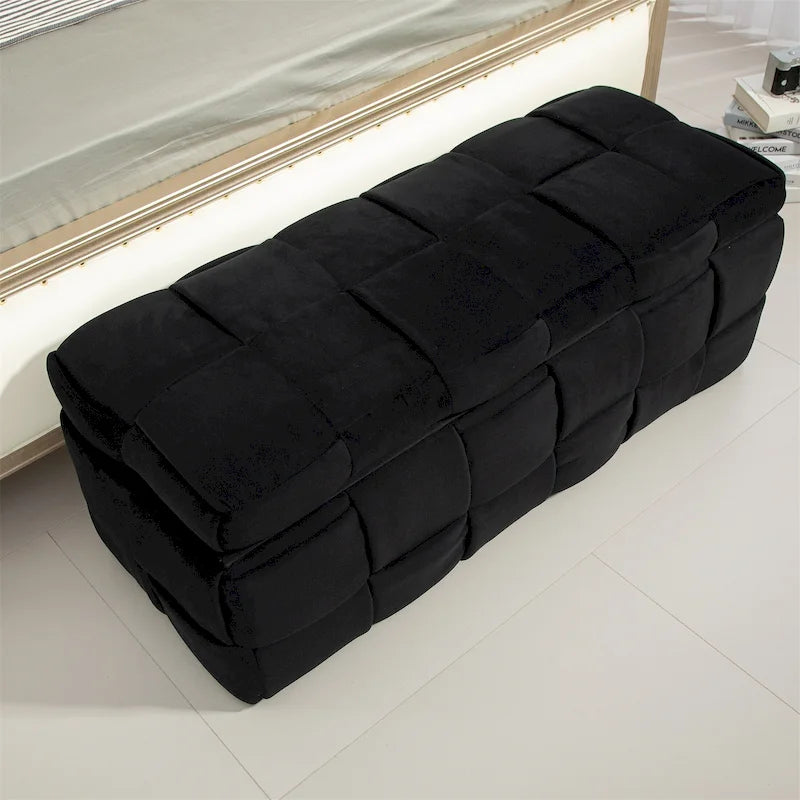 Banc de rangement capitonné en velours