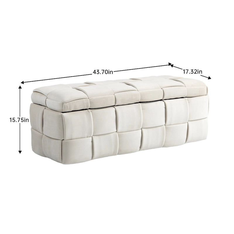 Banc de rangement capitonné en velours