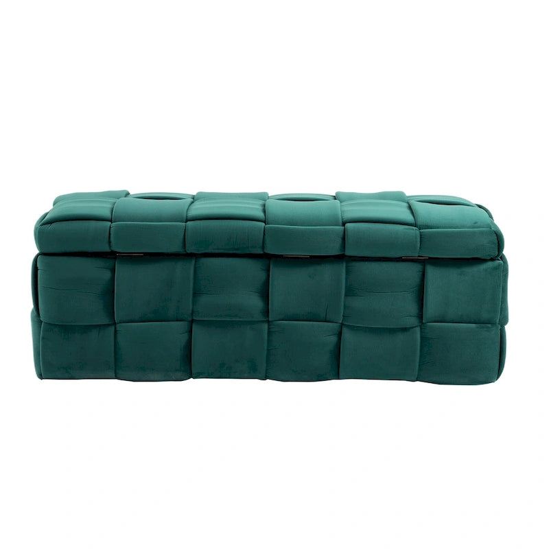 Banc de rangement capitonné en velours