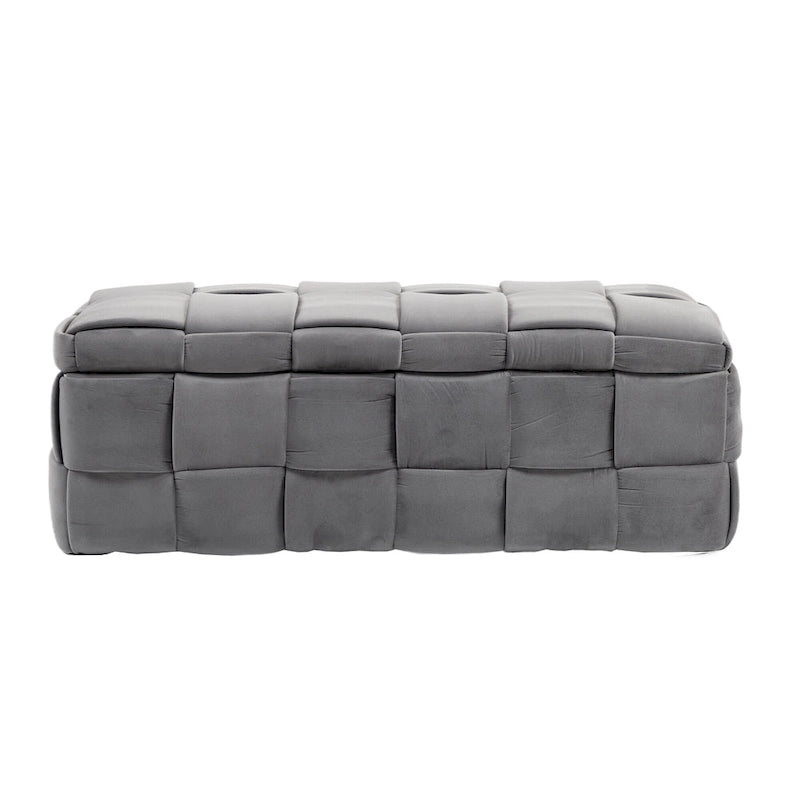 Banc de rangement capitonné en velours