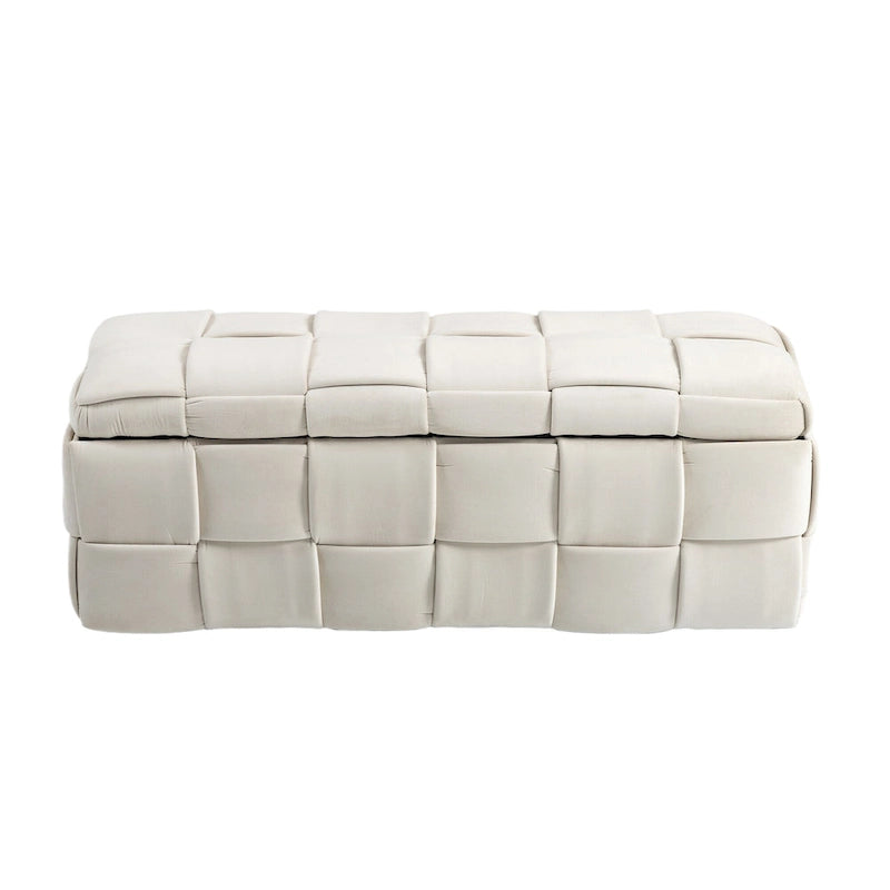 Banc de rangement capitonné en velours