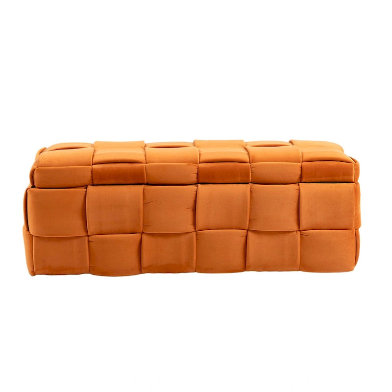 Banc de rangement capitonné en velours