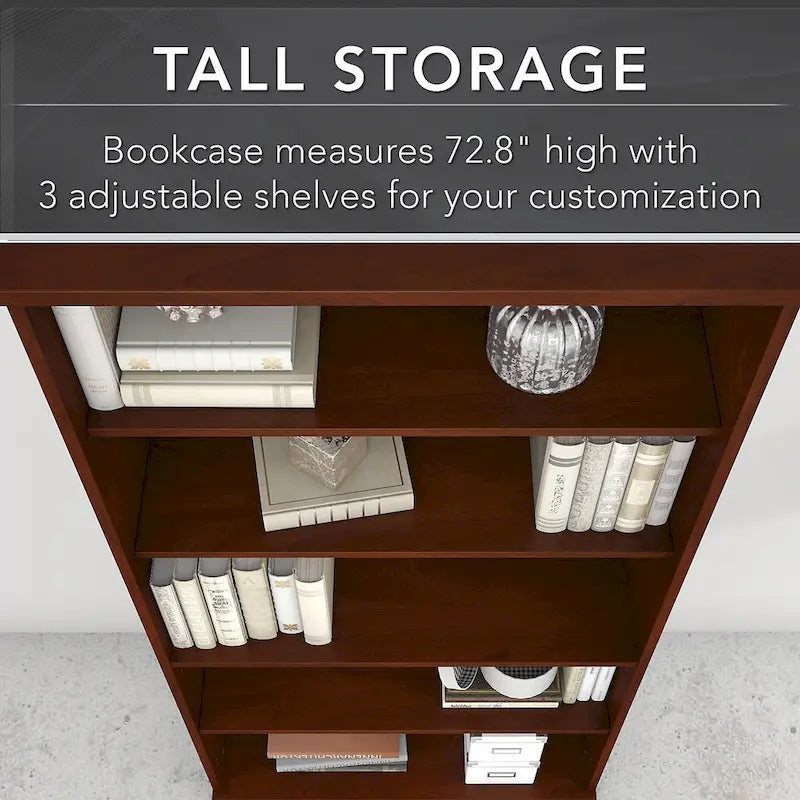 Bibliothèque haute à 5 tablettes réglables