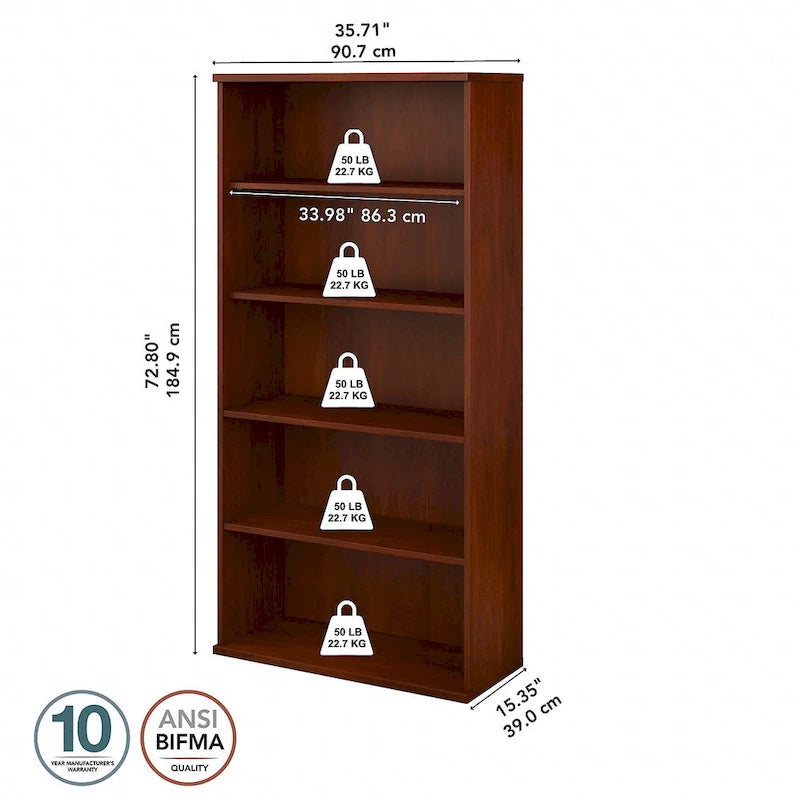 Bibliothèque haute à 5 tablettes réglables