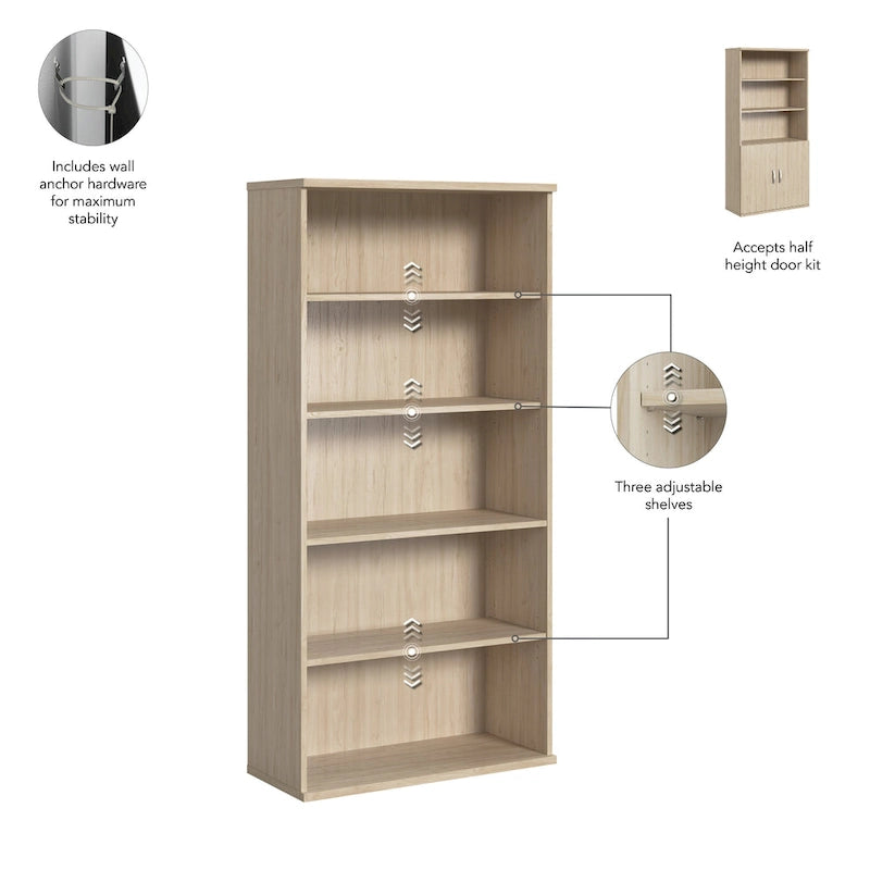 Bibliothèque haute à 5 tablettes réglables