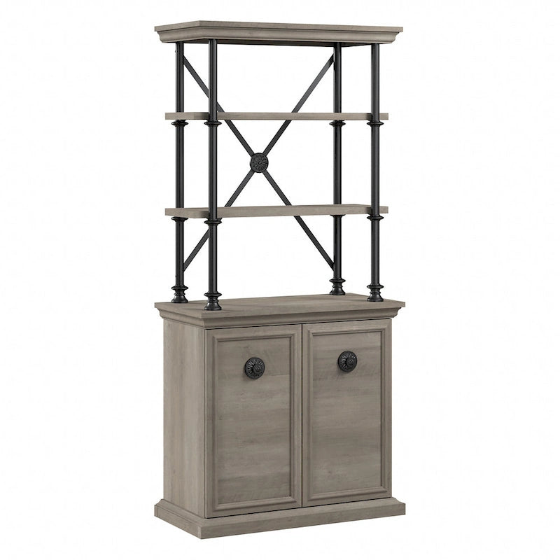 Bibliothèque avec portes gris bois flotté