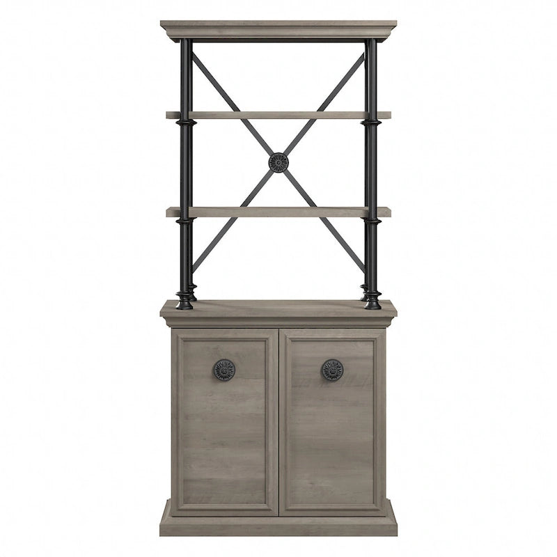 Bibliothèque avec portes gris bois flotté