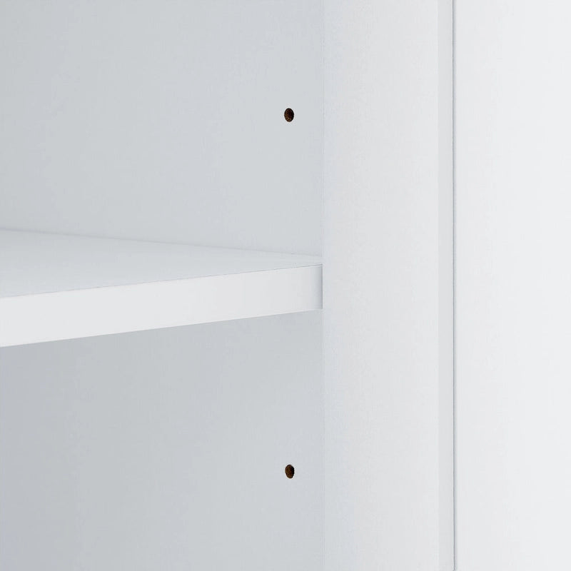 Meuble de rangement haut et étroit pour salle de bain avec étagères réglables et patères pour serviettes
