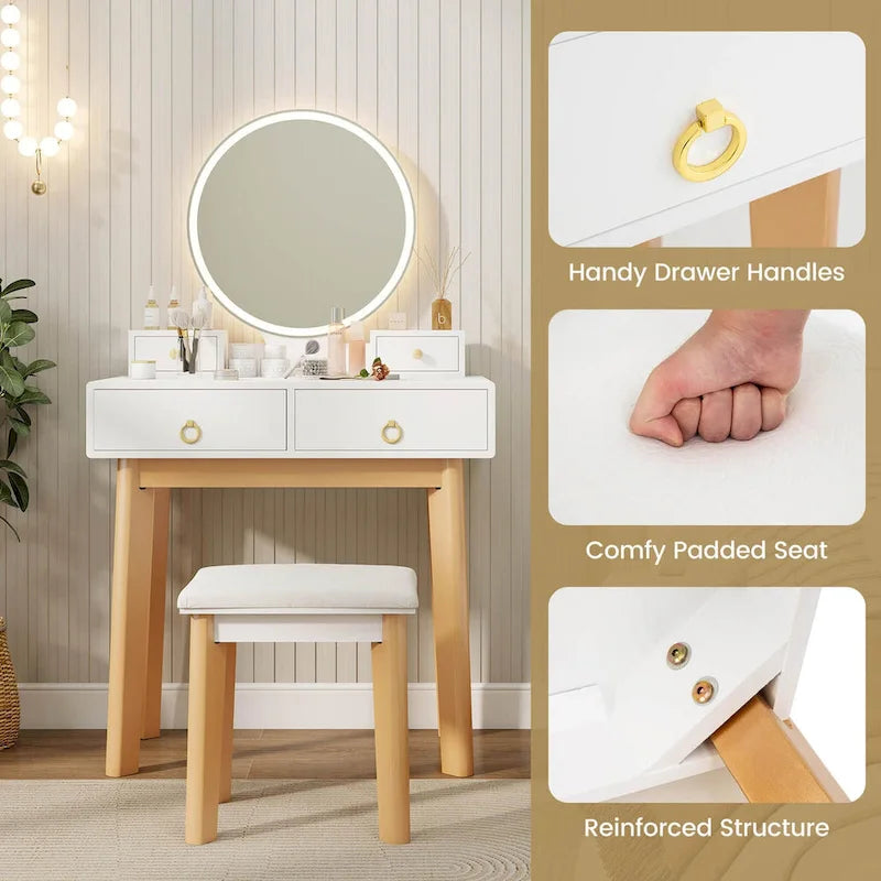 Table de maquillage avec écran tactile et 3 modes d'éclairage - Voir les détails