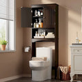 Meuble de rangement autoportant en bois pour toilettes à deux portes