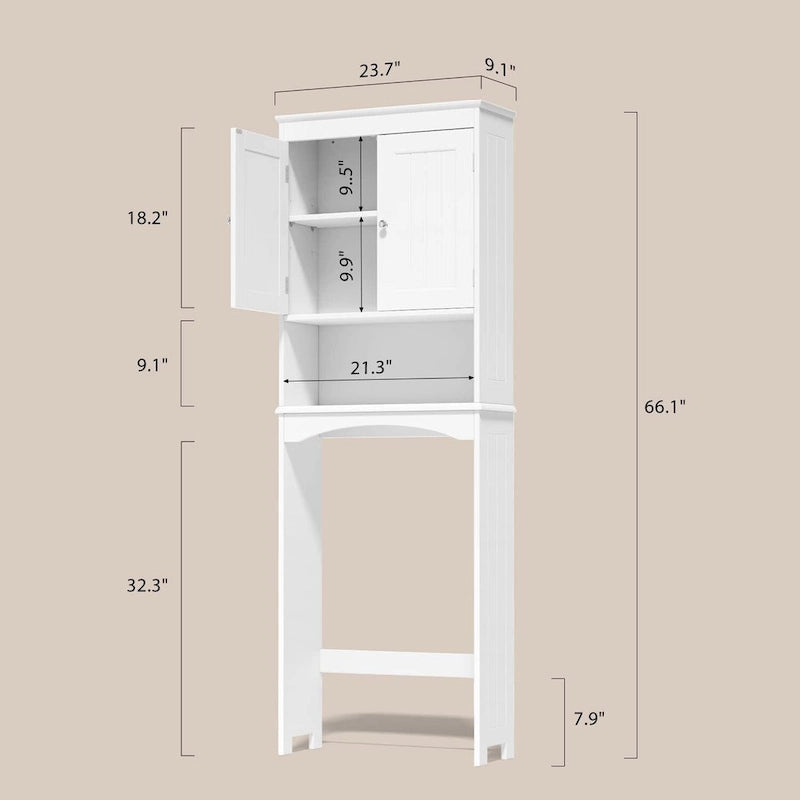 Meuble de rangement autoportant en bois pour toilettes à deux portes