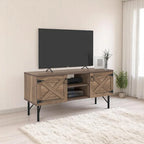Modern TV Stand with 2 Doors Storage Cabinets, Living Room Entertainment Center