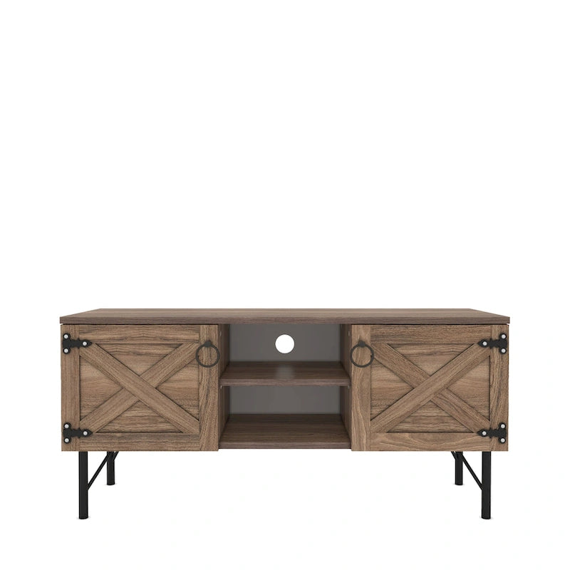 Modern TV Stand with 2 Doors Storage Cabinets, Living Room Entertainment Center