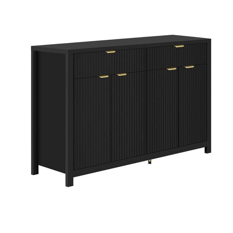Buffet à motif ondulé avec tiroirs et étagères réglables