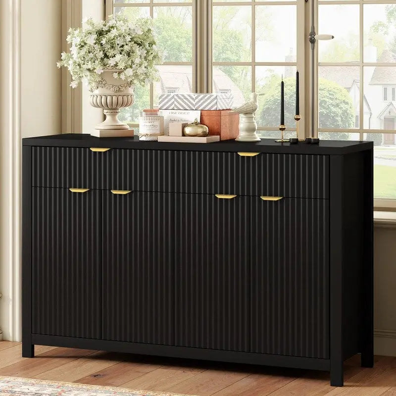 Buffet à motif ondulé avec tiroirs et étagères réglables