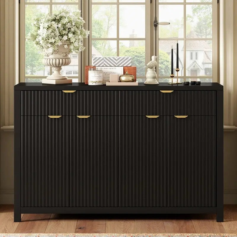 Buffet à motif ondulé avec tiroirs et étagères réglables
