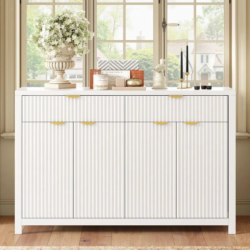 Buffet à motif ondulé avec tiroirs et étagères réglables