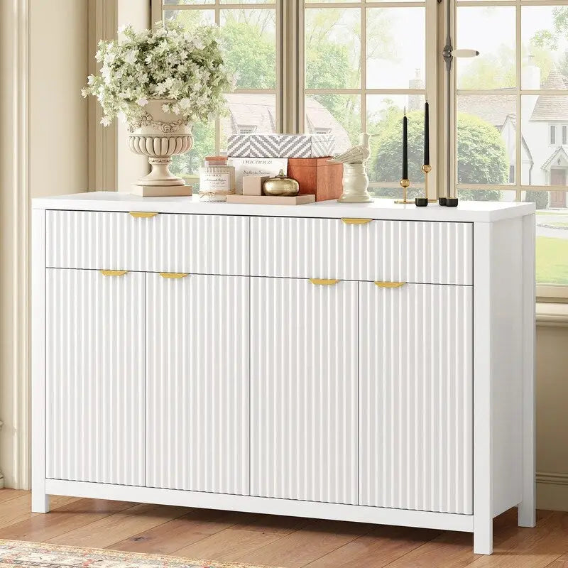 Buffet à motif ondulé avec tiroirs et étagères réglables