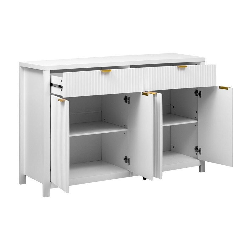 Buffet à motif ondulé avec tiroirs et étagères réglables
