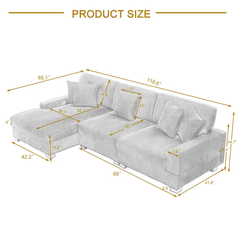 Canapé modulaire surdimensionné et moderne avec oreillers