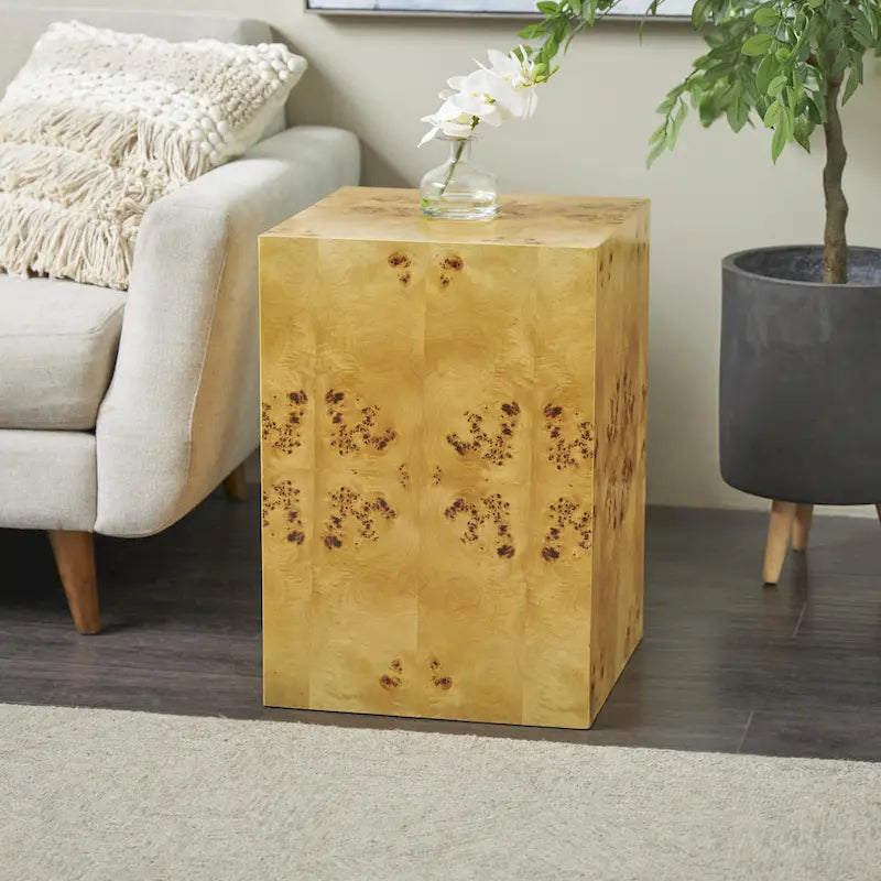 Table d'appoint carrée/cubique en bois, motif grain de bois - marron