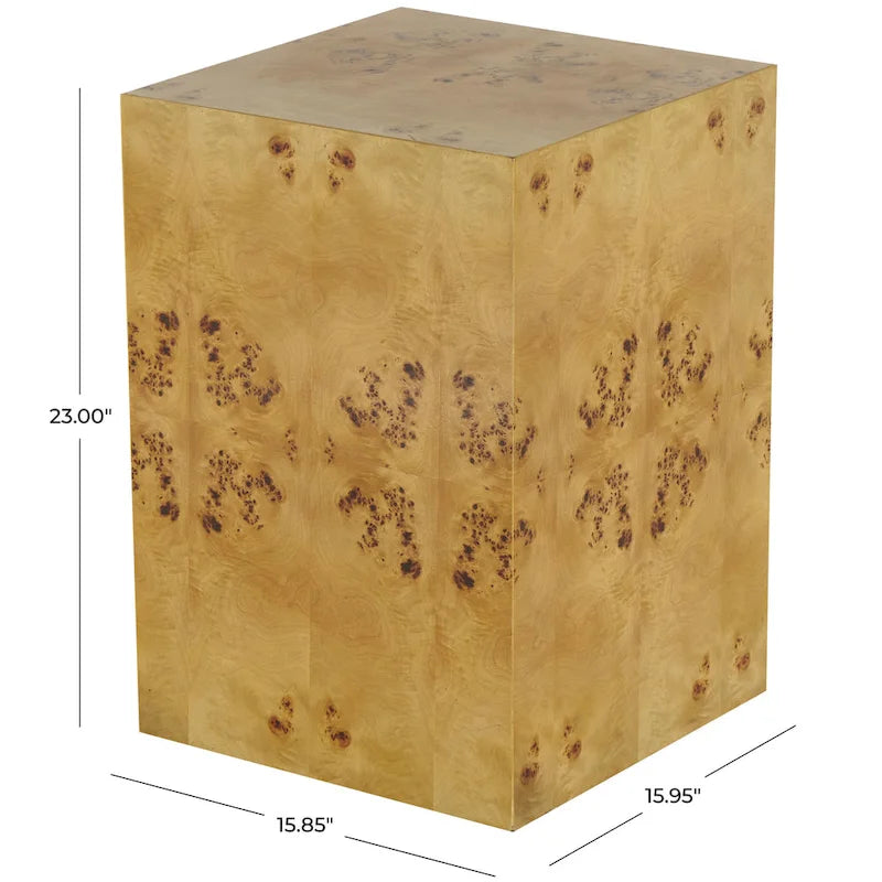Table d'appoint carrée/cubique en bois, motif grain de bois - marron