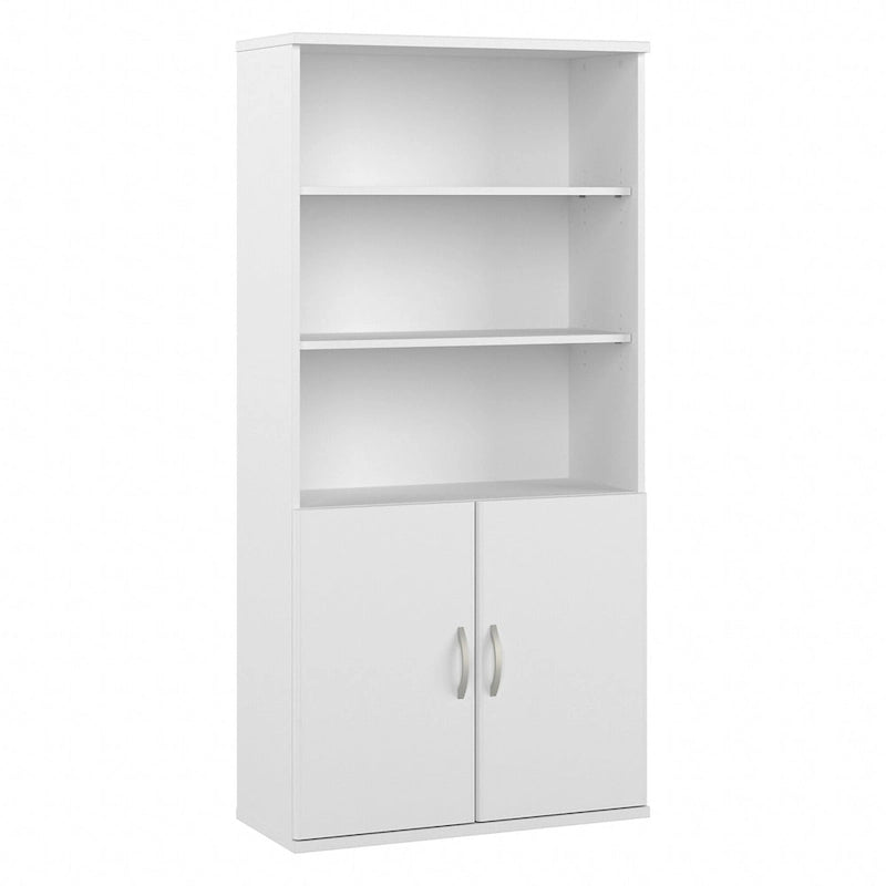 Bibliothèque haute à 5 étagères avec portes de placard inférieures
