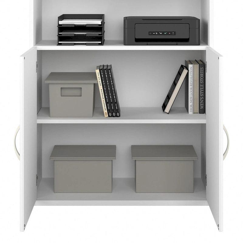 Bibliothèque haute à 5 étagères avec portes de placard inférieures