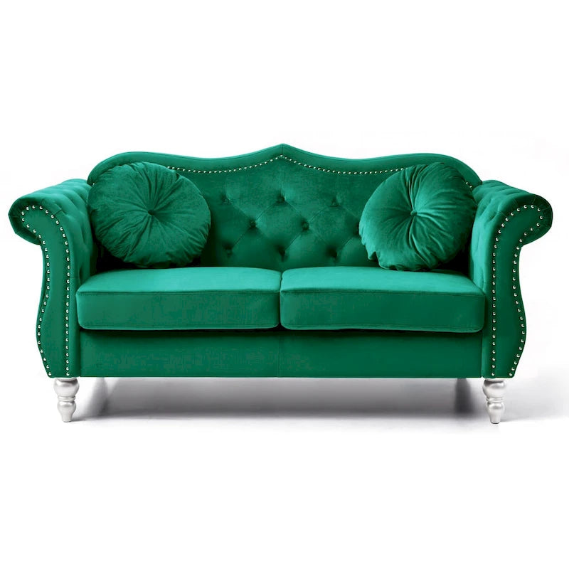 68-inch velvet two-seater sofa with 2 cushions - 68 inches long x 35 inches wide x 34 inches high