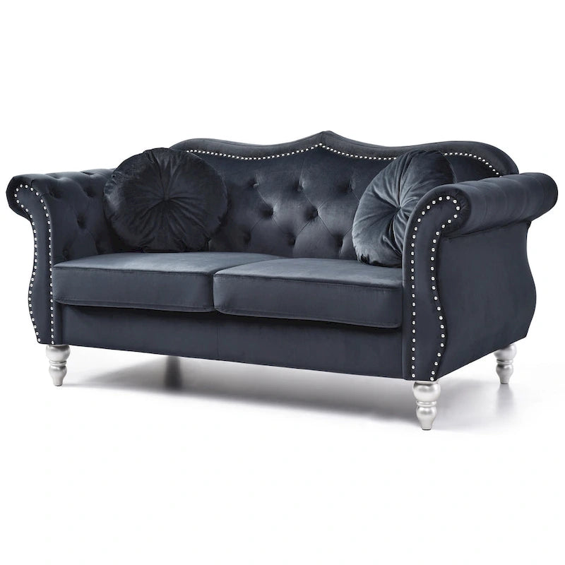 68-inch velvet two-seater sofa with 2 cushions - 68 inches long x 35 inches wide x 34 inches high