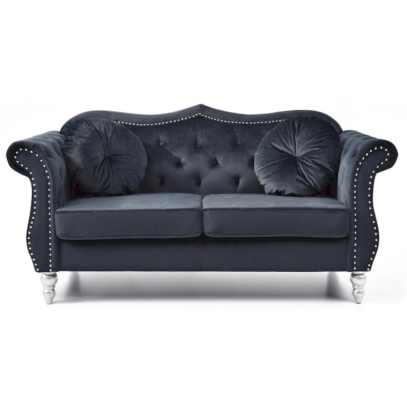 68-inch velvet two-seater sofa with 2 cushions - 68 inches long x 35 inches wide x 34 inches high