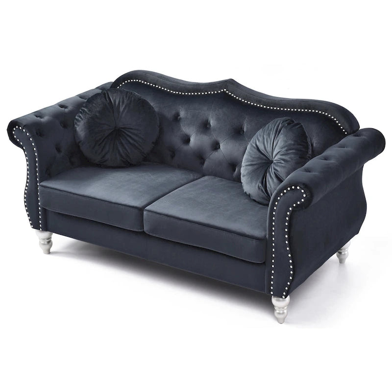 68-inch velvet two-seater sofa with 2 cushions - 68 inches long x 35 inches wide x 34 inches high