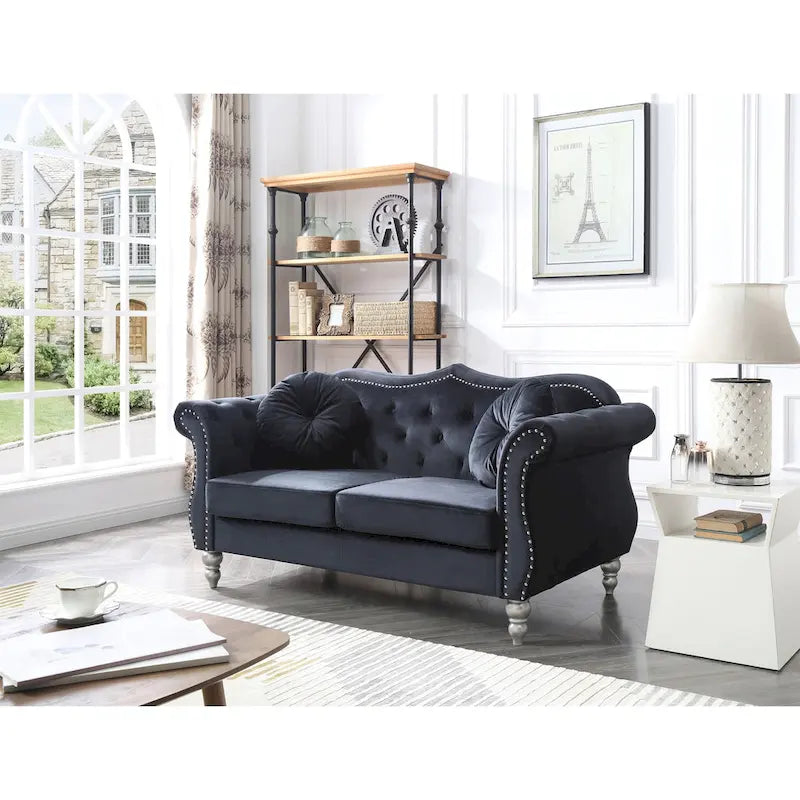 68-inch velvet two-seater sofa with 2 cushions - 68 inches long x 35 inches wide x 34 inches high