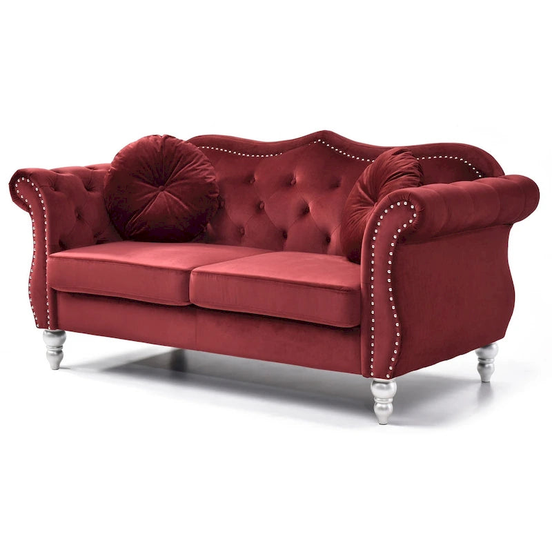 68-inch velvet two-seater sofa with 2 cushions - 68 inches long x 35 inches wide x 34 inches high