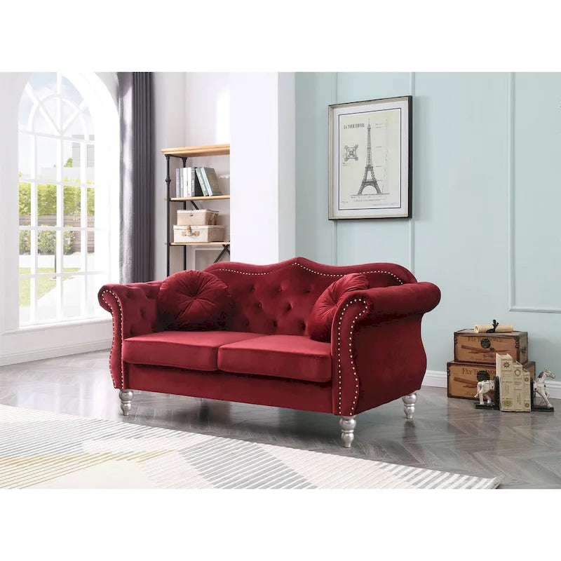68-inch velvet two-seater sofa with 2 cushions - 68 inches long x 35 inches wide x 34 inches high