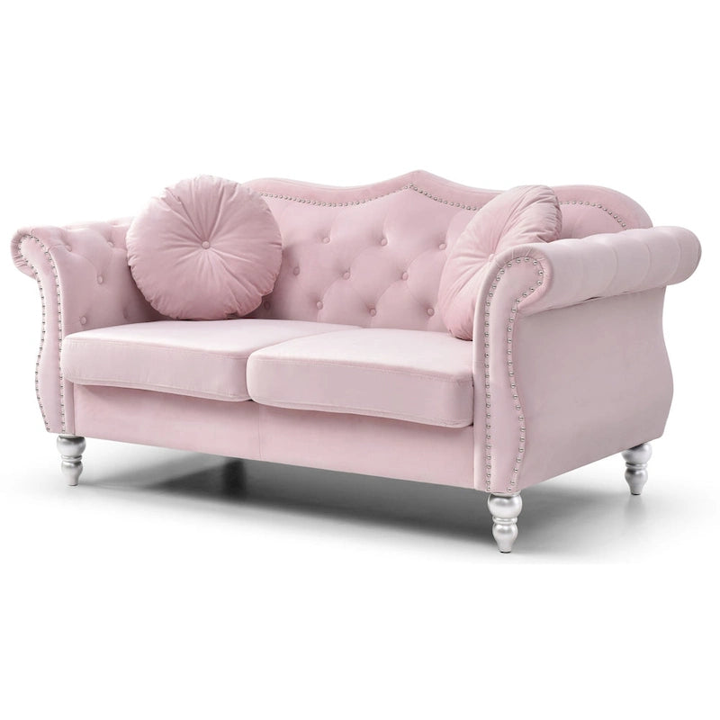 68-inch velvet two-seater sofa with 2 cushions - 68 inches long x 35 inches wide x 34 inches high