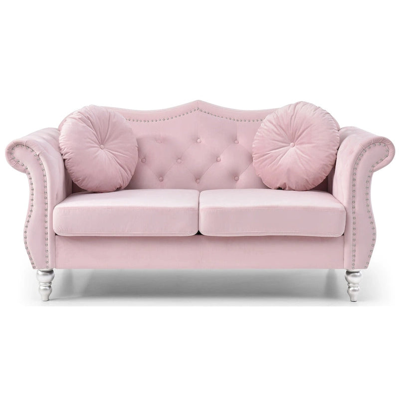 68-inch velvet two-seater sofa with 2 cushions - 68 inches long x 35 inches wide x 34 inches high