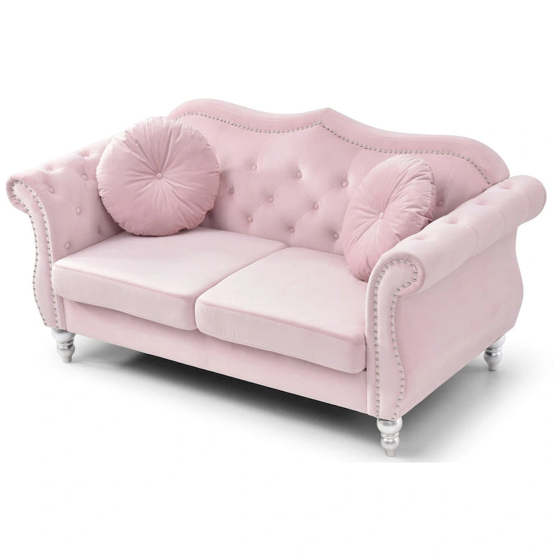 68-inch velvet two-seater sofa with 2 cushions - 68 inches long x 35 inches wide x 34 inches high