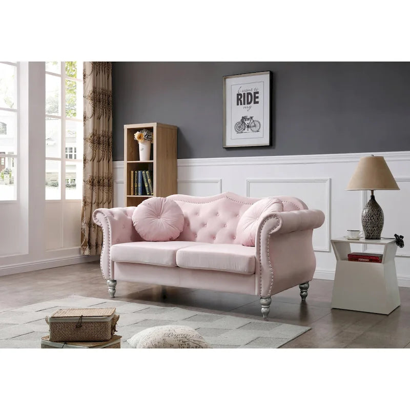 68-inch velvet two-seater sofa with 2 cushions - 68 inches long x 35 inches wide x 34 inches high