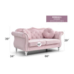 68-inch velvet two-seater sofa with 2 cushions - 68 inches long x 35 inches wide x 34 inches high