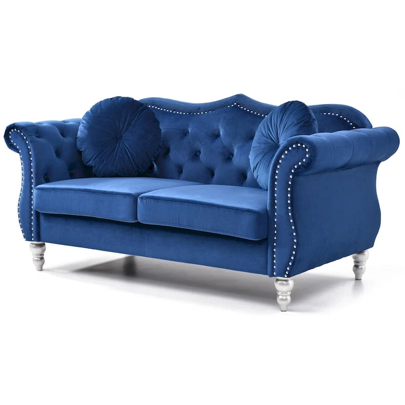 68-inch velvet two-seater sofa with 2 cushions - 68 inches long x 35 inches wide x 34 inches high