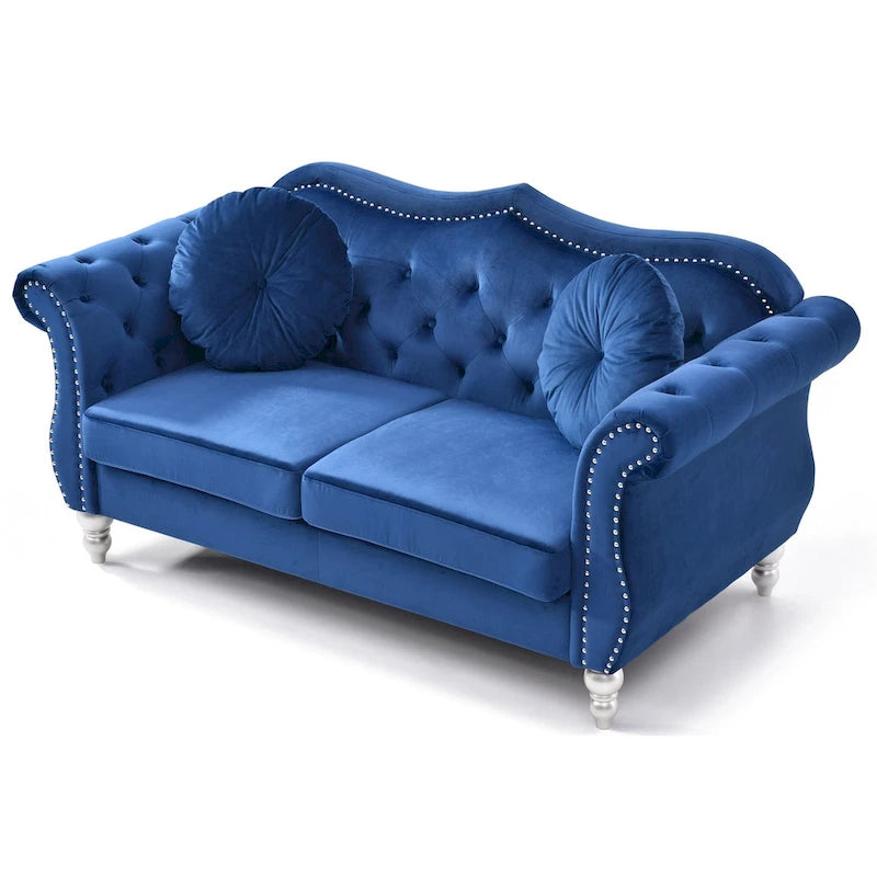 68-inch velvet two-seater sofa with 2 cushions - 68 inches long x 35 inches wide x 34 inches high