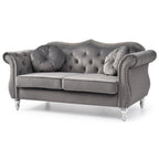 68-inch velvet two-seater sofa with 2 cushions - 68 inches long x 35 inches wide x 34 inches high