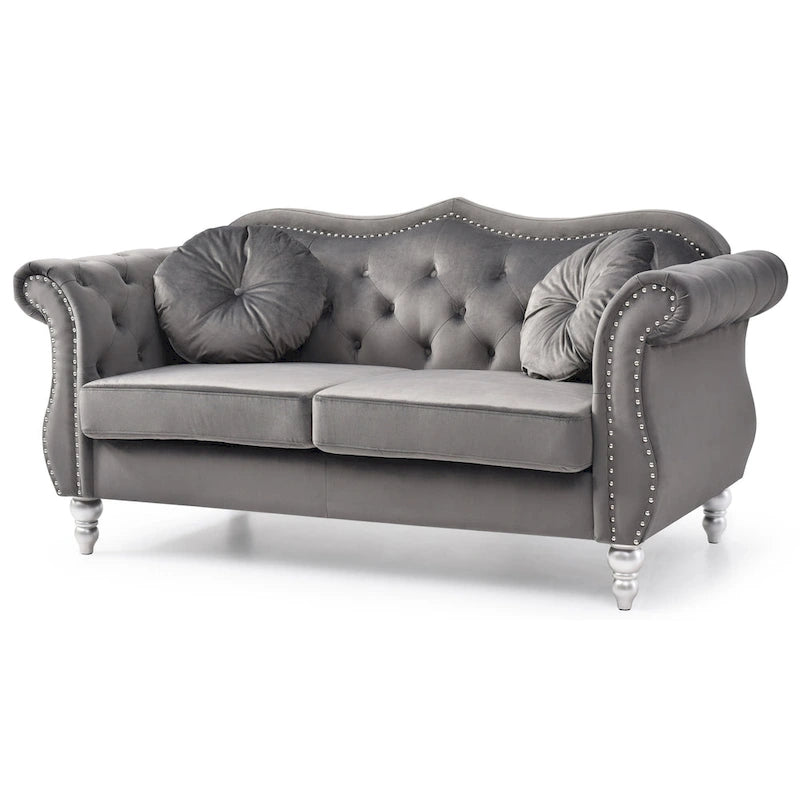 68-inch velvet two-seater sofa with 2 cushions - 68 inches long x 35 inches wide x 34 inches high