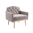 Fauteuil capitonné en peluche avec pieds or rose