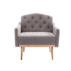 Fauteuil capitonné en peluche avec pieds or rose