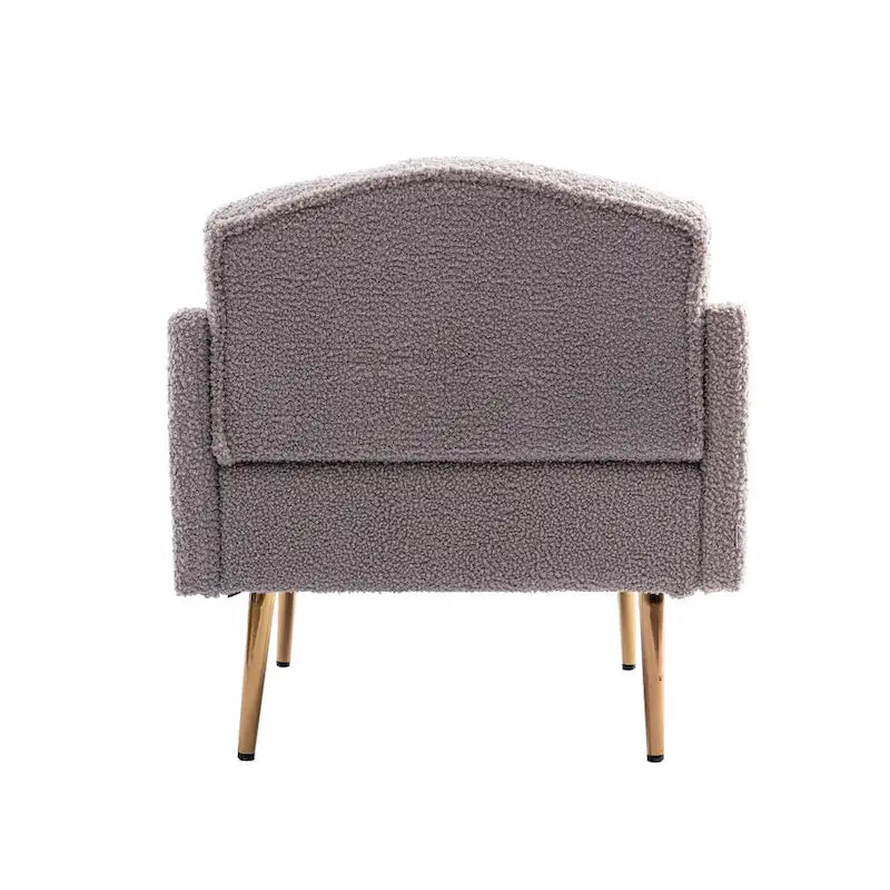 Fauteuil capitonné en peluche avec pieds or rose
