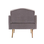 Fauteuil capitonné en peluche avec pieds or rose