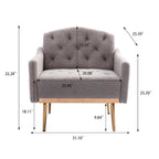 Fauteuil capitonné en peluche avec pieds or rose