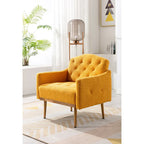 Fauteuil capitonné en peluche avec pieds or rose